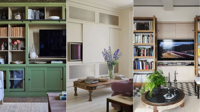 Comment ajouter une télévision dans un salon traditionnel ? L’espace de cet architecte d’intérieur offre la solution de rangement cachée parfaite Comment ajouter une télévision dans un salon traditionnel ? L'espace de cet architecte d'intérieur offre la solution de rangement cachée parfaite