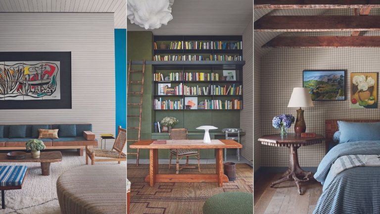 Cette maison d'East Hampton est remplie de surprises inattendues qui amènent le concept « l'ancien rencontre le nouveau » à un nouveau niveau.