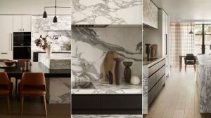 Avec son marbre audacieux et son espace salle à manger sur mesure, cette cuisine est une masterclass en matière de design contemporain haut de gamme – voici un aperçu de l’intérieur Avec son marbre audacieux et son espace salle à manger sur mesure, cette cuisine est une masterclass en matière de design contemporain haut de gamme – voici un aperçu de l'intérieur