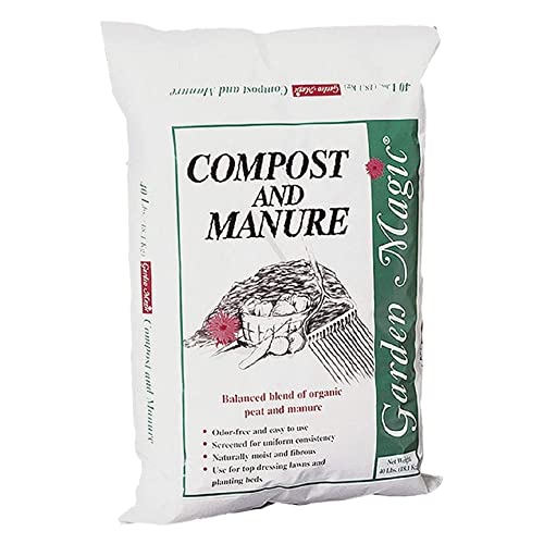Michigan Peat Compost et fumier magiques de jardin de 40 livres avec mélange sans odeur et naturellement humide et fibreux pour pelouse et jardin