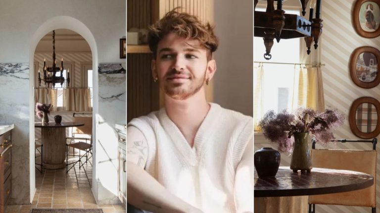 Des murs à rayures DIY ont transformé cet espace en un coin petit-déjeuner chic et apaisant – voici comment le designer a créé le look