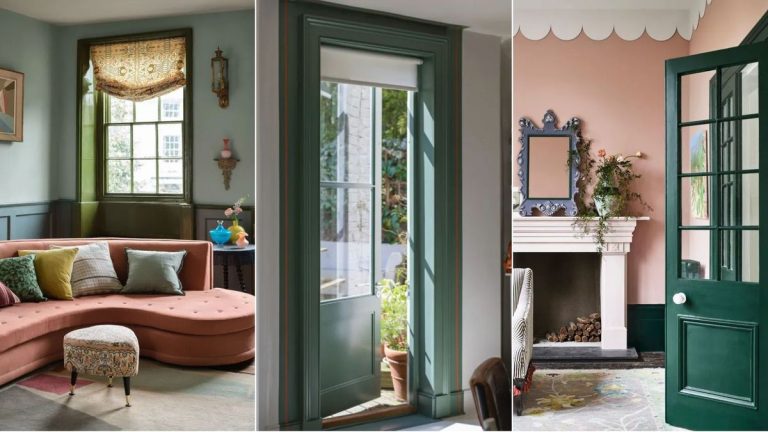 Les boiseries colorées sont la nouvelle version plus élégante du mur de fonctionnalités - les concepteurs disent que l'ajout d'une petite touche de couleur inattendue peut avoir tout aussi impact
