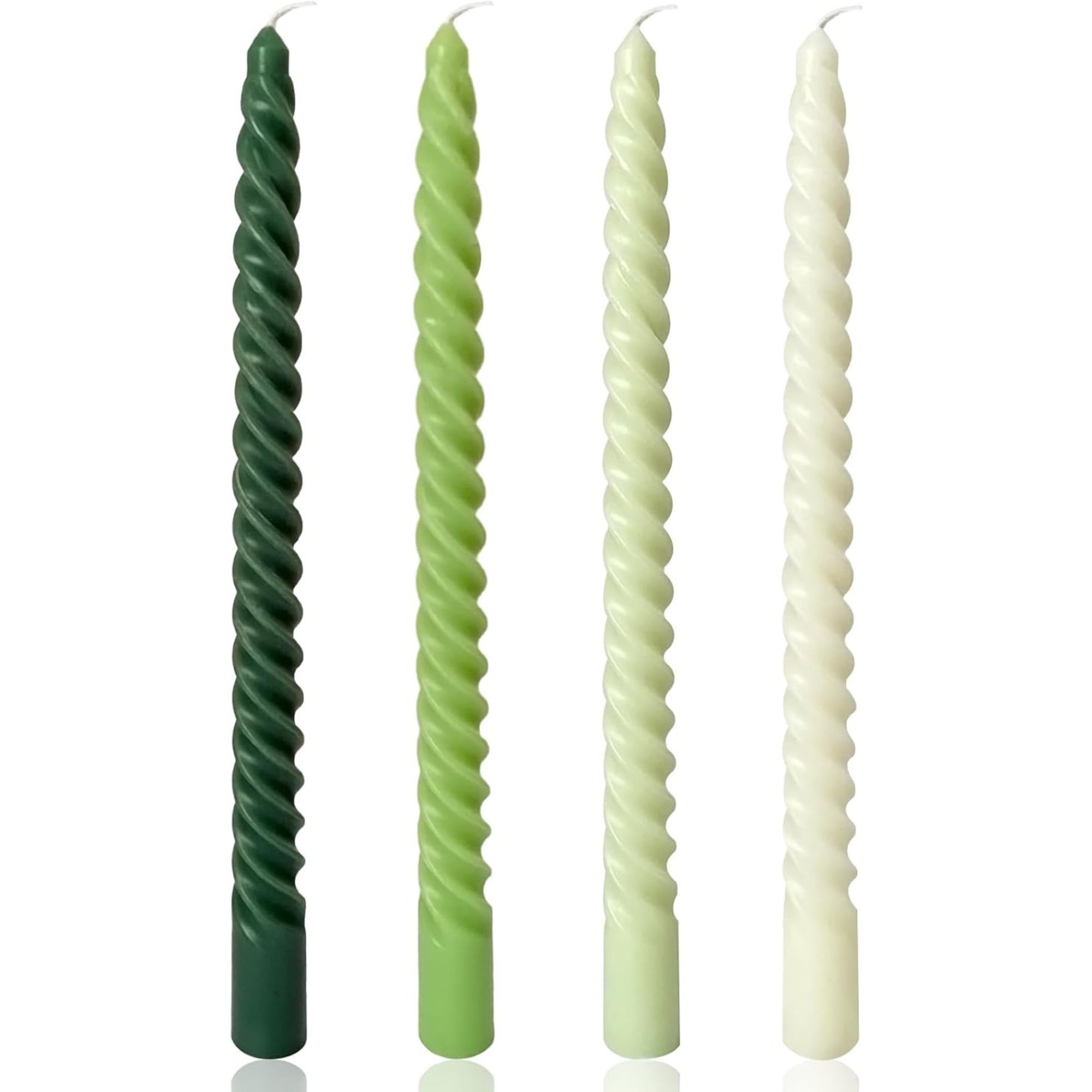 Bougies à cône en spirale de 10 pouces, 4 chandeliers de troisième cycle vert pack 