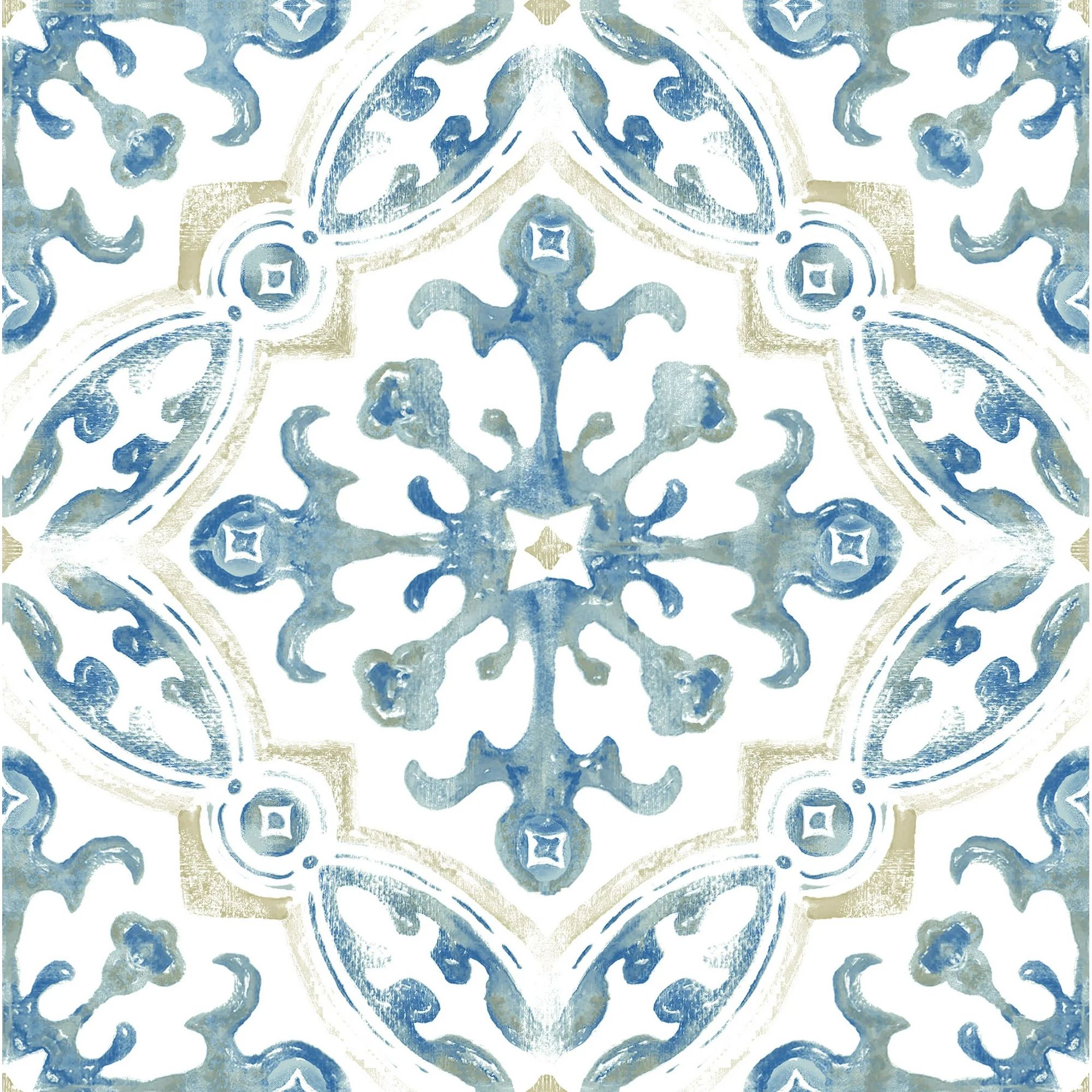 Une tuile à motifs bleus