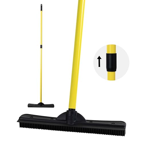 Furemover Original Pet Hair Rubber Broom avec raclette et gros plan de poignée sur fond blanc.
