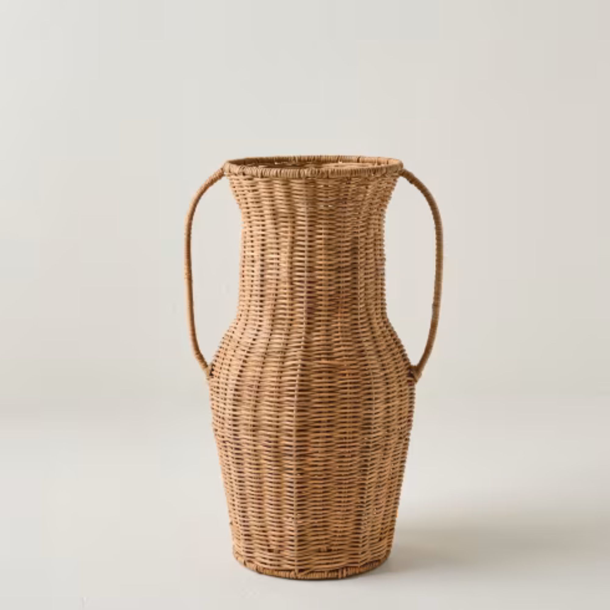 Grand vase de rotin avec poignées