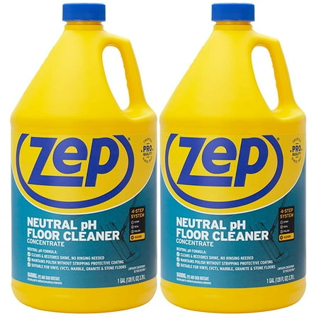 Deux bouteilles de nettoyant de plancher industriel neutre ZEP sur fond blanc.