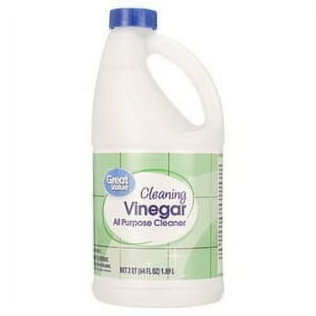 Great Value Nettoying Vinegar Virondeur All-usiner, 64 FL OZ Bouteille sur fond blanc.