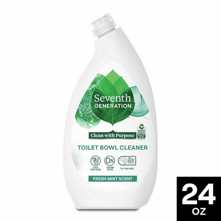 Nettoyer de cuvette de toilette de septième génération sans blanche de chlore sans ammoniac à menthe frais, 24 oz