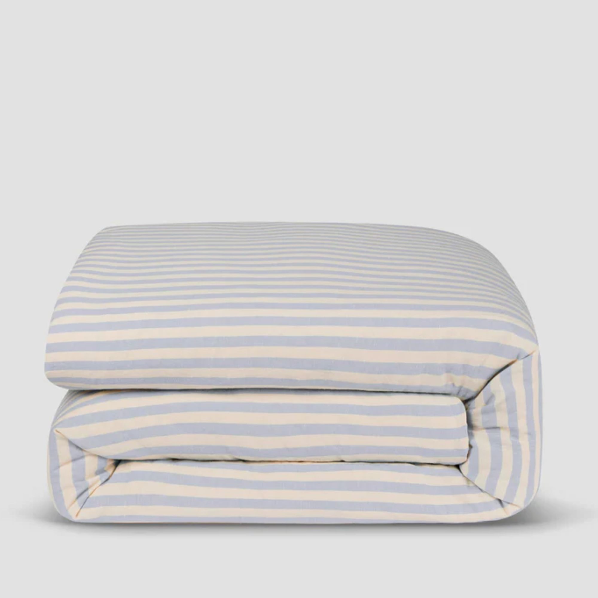 Couverture de couette à couette au linge à rayures à rayures en bleu côtier