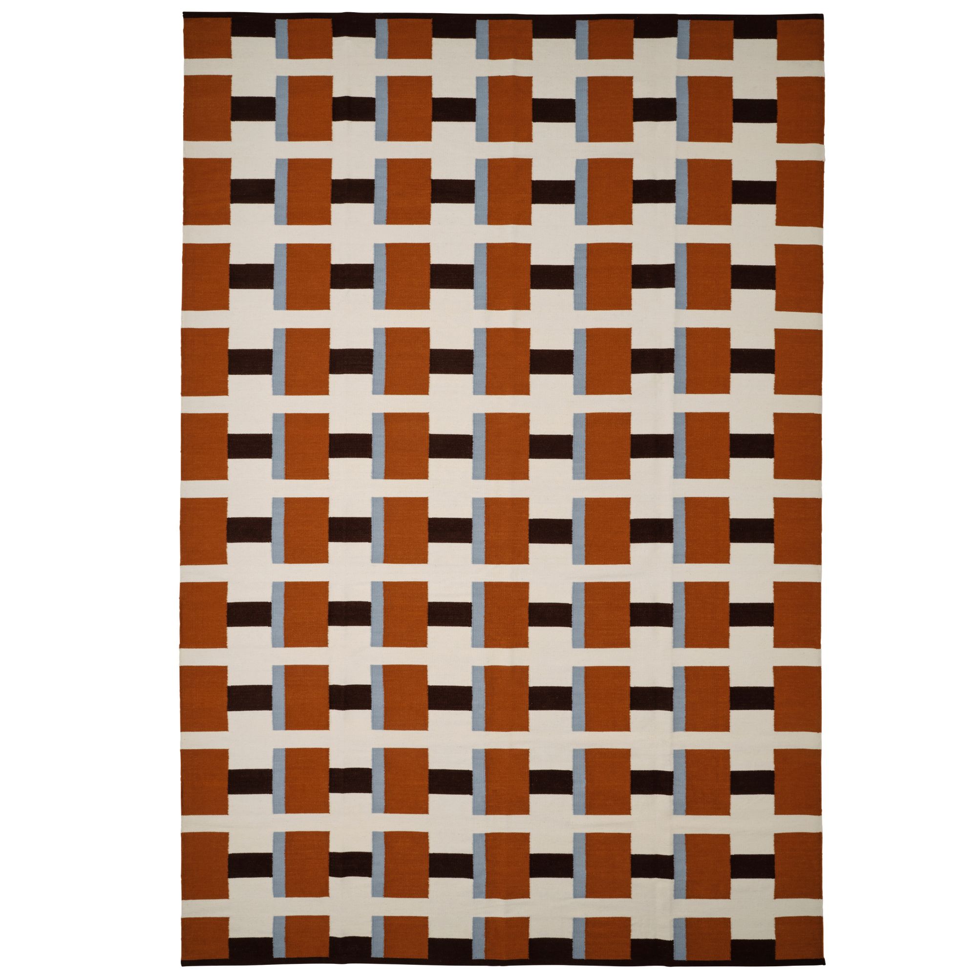 Tapis géométrique tissé orange et noir