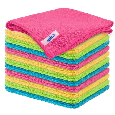Mr.Siga Microfiber Cleaning Tissu pour la cuisine, le nettoyage des ménages et des voitures, paquet de 12, taille: 12,6