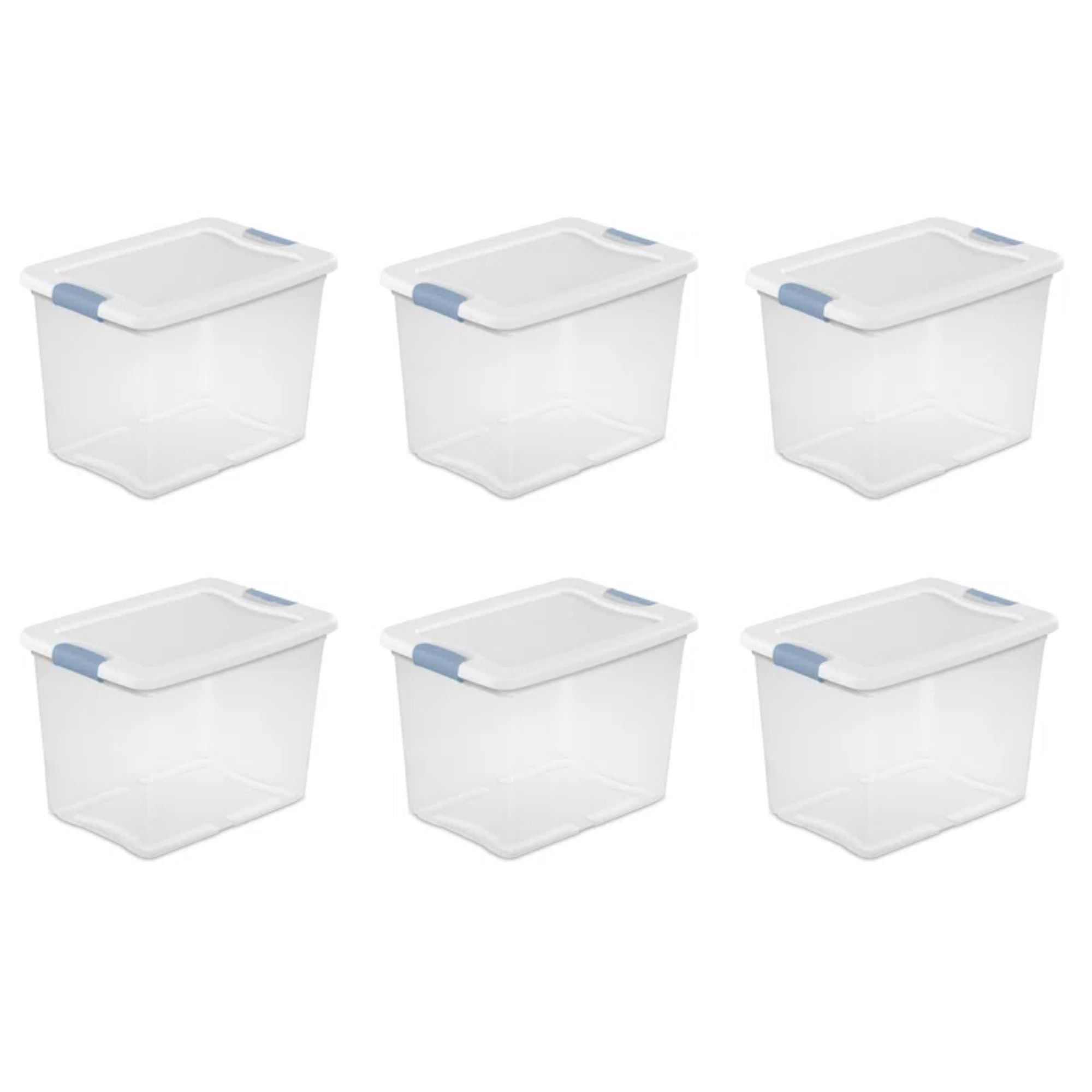 Six bacs de rangement en plastique