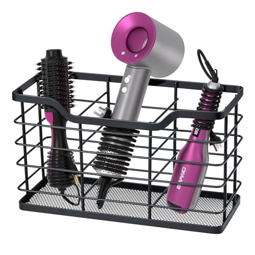 Happyhapi Hair Dryer Holder Hair Tool Organizer, Antirust Wall Mount Salle de bain Hair Soins Panier de rangement outil de coiffure pour sèche-cheveux, Bourling Wands, Hails Lisseners