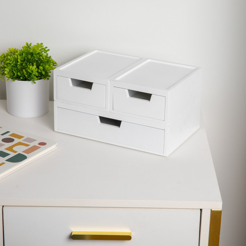 Martha Stewart Thomas Martha Stewart Ensemble de 3 boîtes de rangement en bois avec tiroirs et critiques de retrait | Wayfair