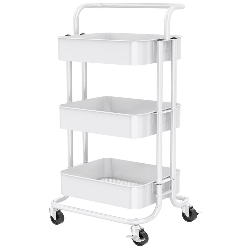 Chariot d'utilité de roulement en métal à 3 niveaux Noblewell avec poignée et roues verrouillables, organisateur de stockage anti-Tipping & Reviews | Wayfair