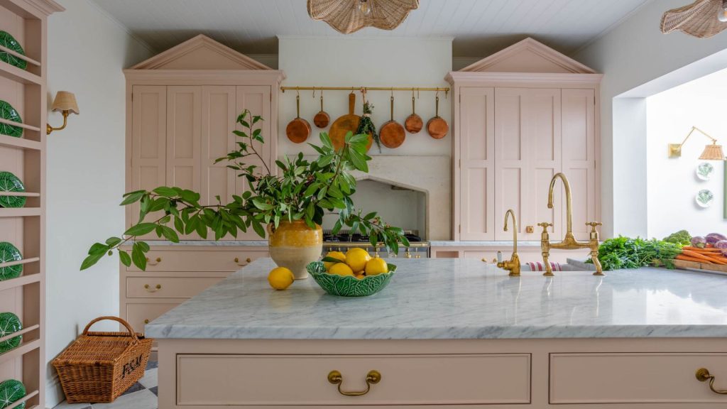 A large pink kitchen