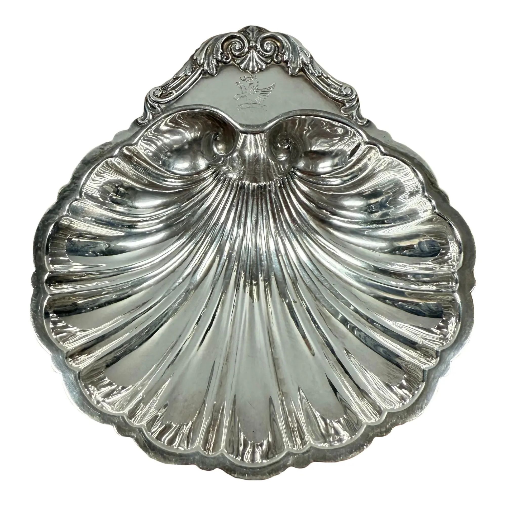 Coquille de pétoncle de plaque argentée de style baroque vintage Dish / catchall - 6 ”