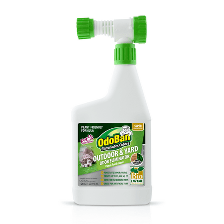 Éliminateur d'odeur d'Odoban extérieur et d'odeur de jardin, formule adaptée aux plantes, 32 bouteilles de fluides avec pulvérisateur de tuyau, parfum frais propre