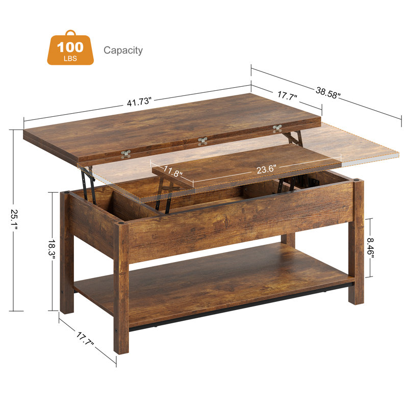 Gracie Oaks Torron 4-en-1 Multi-Fuffing Torren Lift Top Table avec stockage et avis | Wayfair