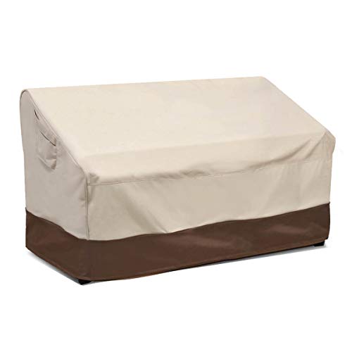 Couvercle de canapé de patio Vailge Heavy Duty, couvercle de canapé extérieur à 100% imperméable, grand couvercle de meubles de patio à pelouse avec évent, grand (standard), beige et marron