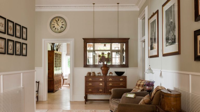 Sherwin-Williams Repose Gray vs Benjamin Moore Revere Pewter – les deux sont les meilleurs vendeurs mais que devriez-vous choisir? Traditional hallway painted in neutral