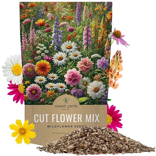Graines de jardin fleurie coupées - Sac en vrac 1/4 livres - plus de 30 000 graines de fleurs sauvages sans OGM ouvertes fraîches - annuelles durables et vivaces avec des couleurs vives