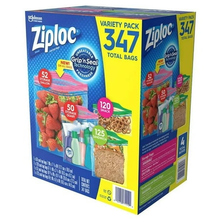 Sacs de variétés totaux zip-fermes Ziploc, pack 347, clair
