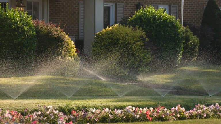 Watering a lawn