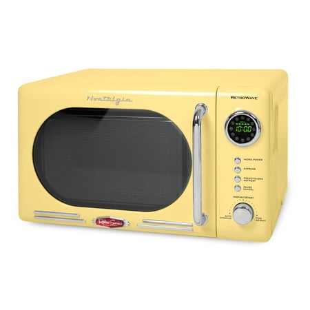 Nostalgie Retro Compact Countertop Microwave Four, 0,7 Cu. Ft. 700 watts avec affichage numérique LED, verrouillage des enfants, intérieur propre facile, jaune