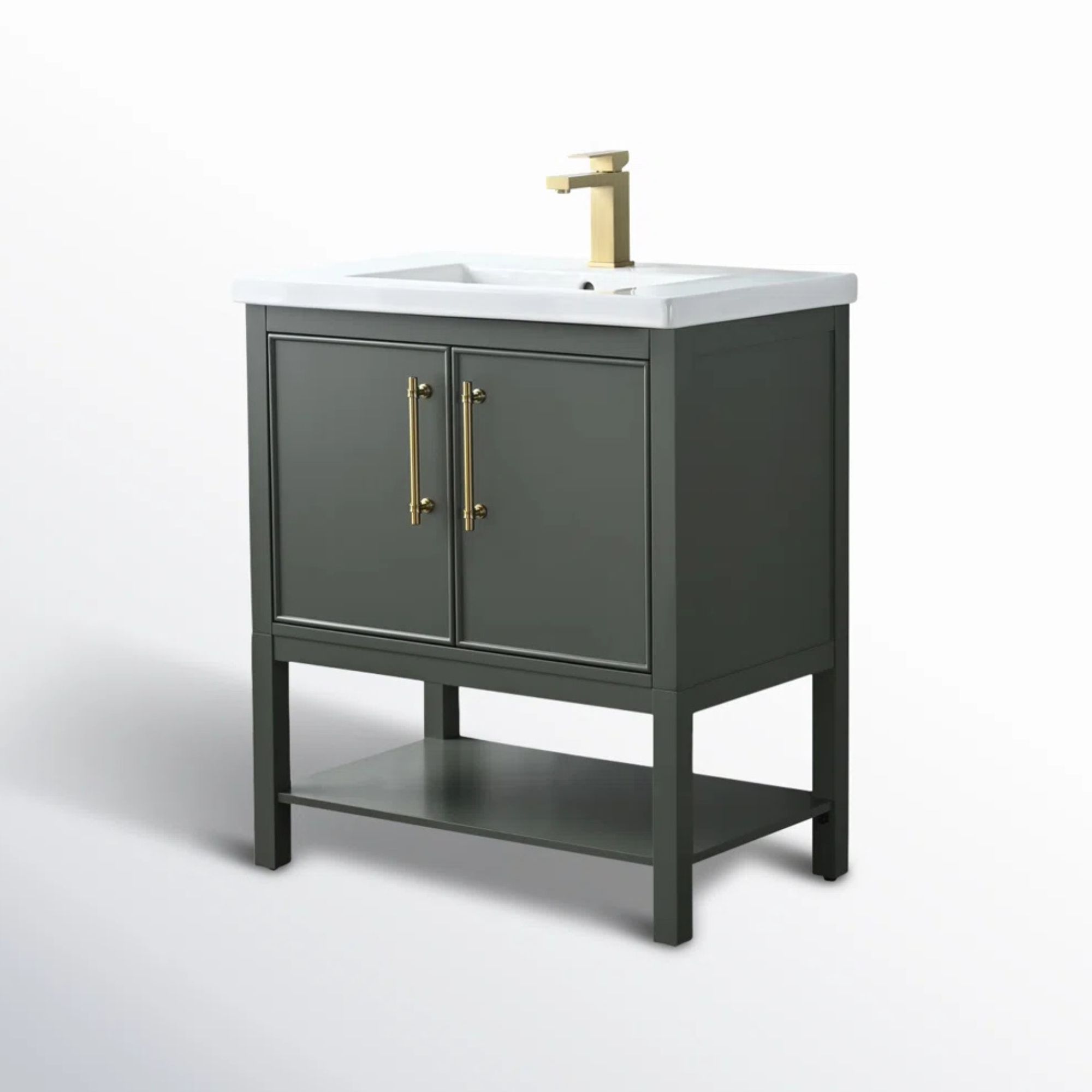 Vanité de salle de bain simple avec dessus en céramique