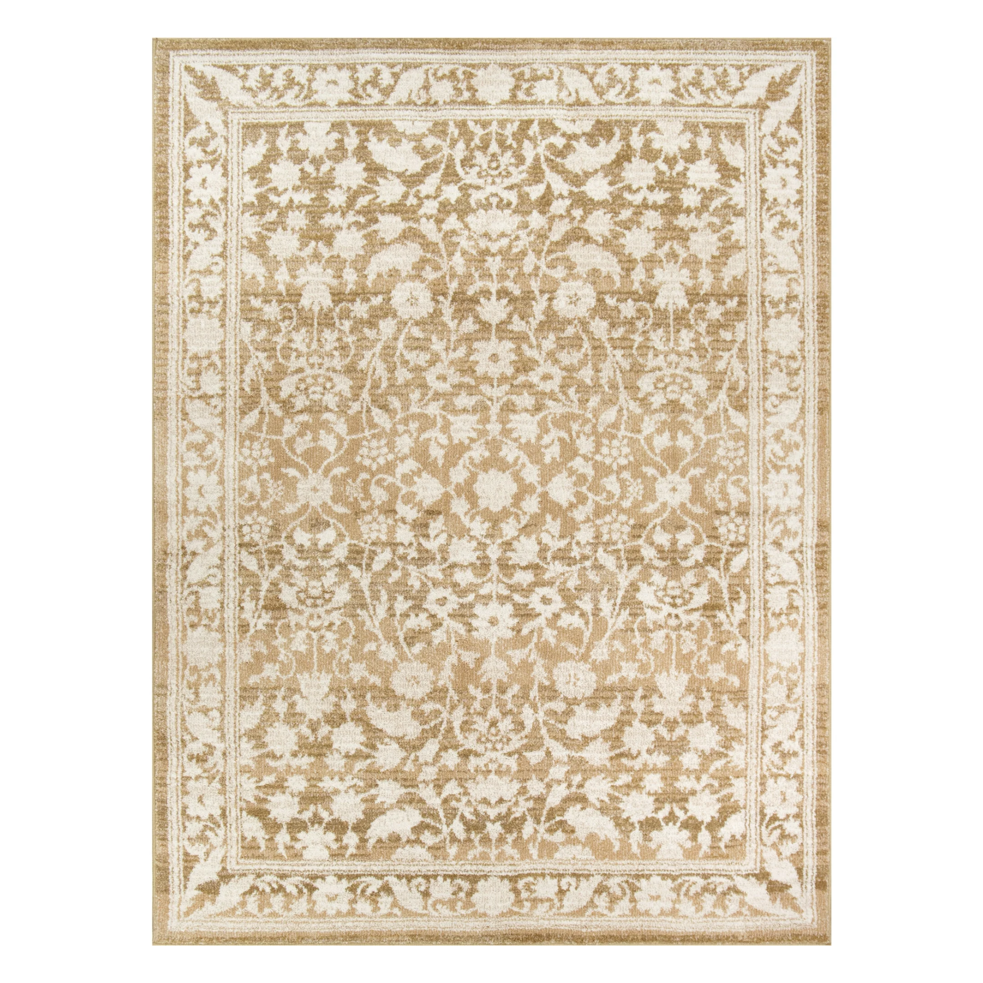 Un tapis brun et blanc