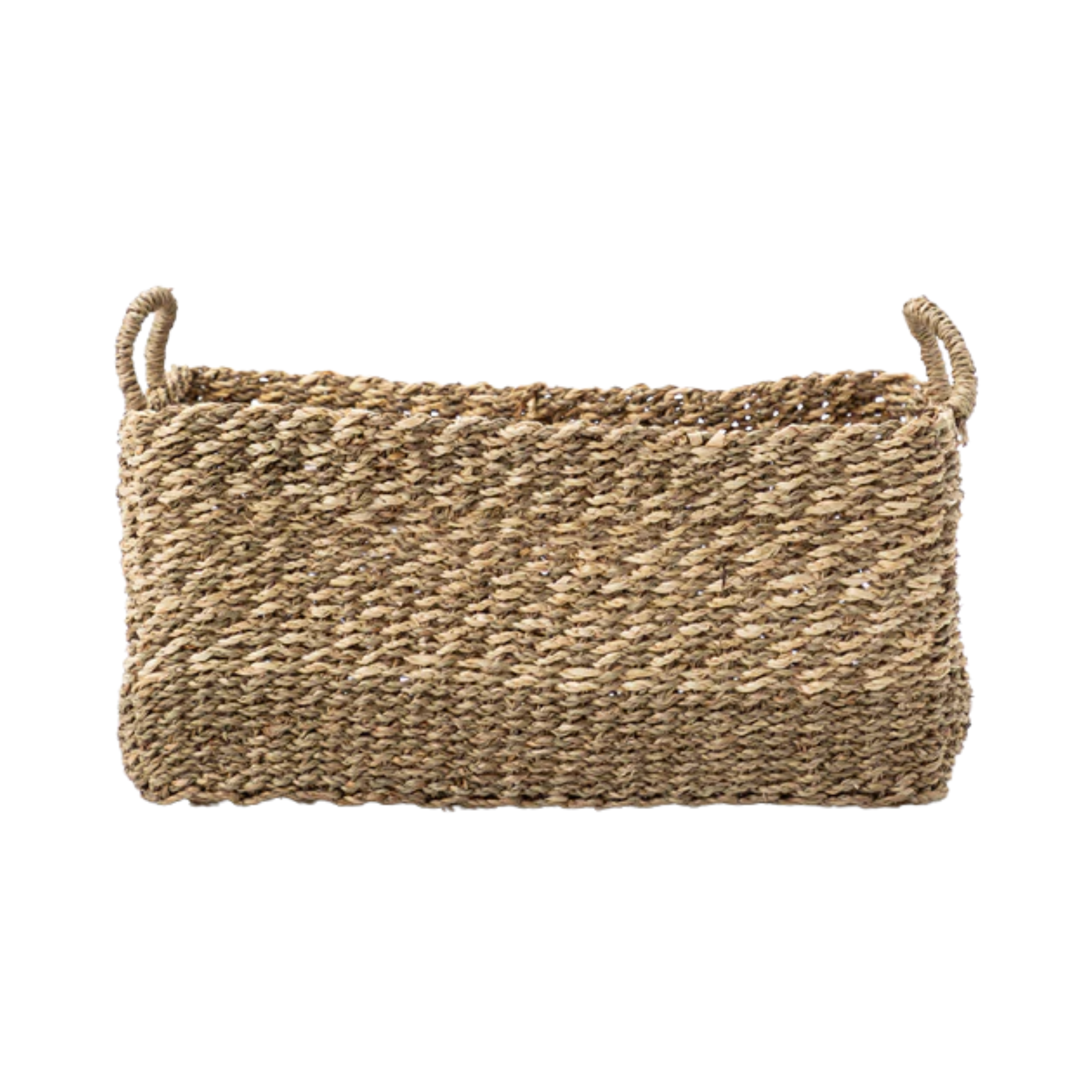 un panier de stockage rectangulaire avec des poignées