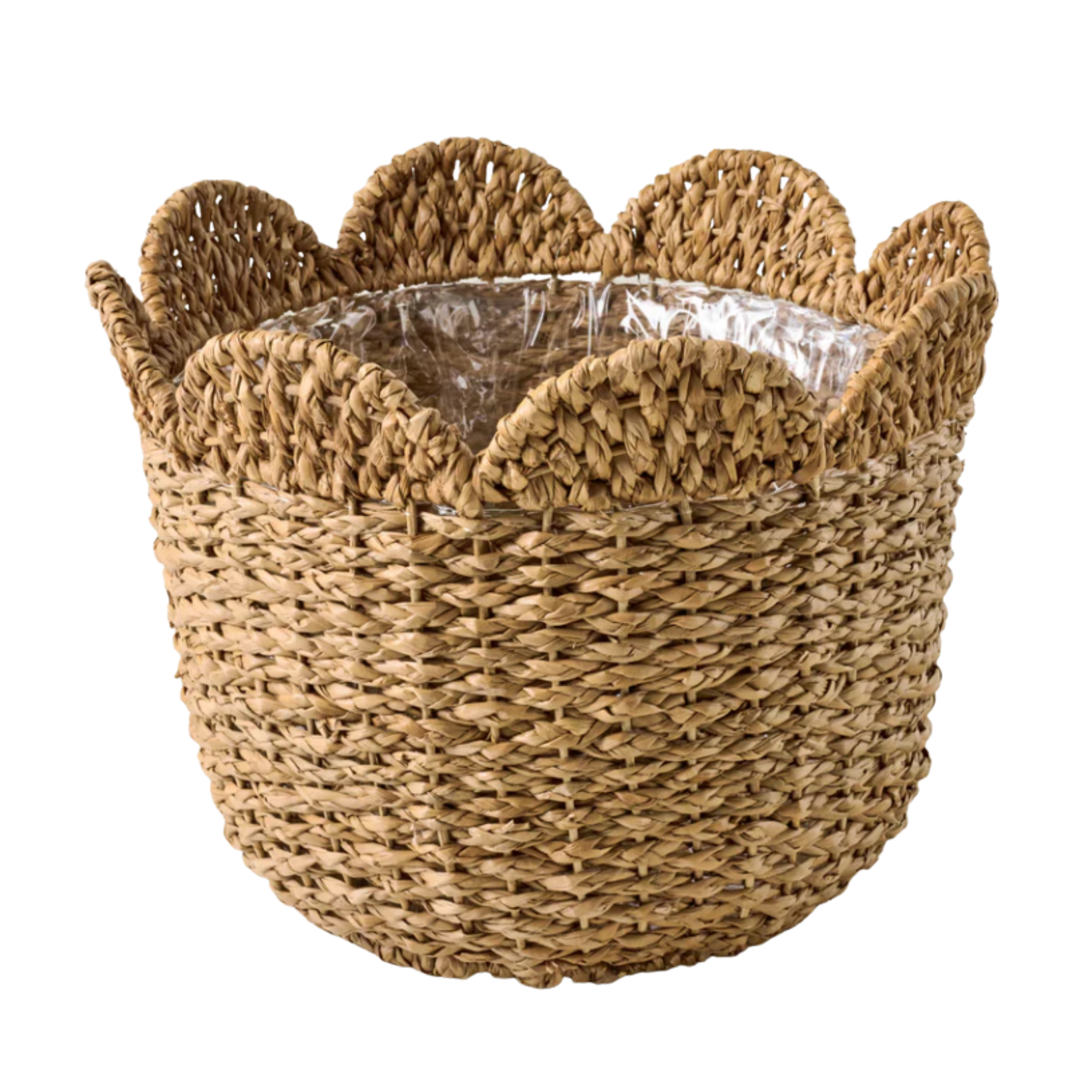 un jardinière tissé avec un bord de pétoncle