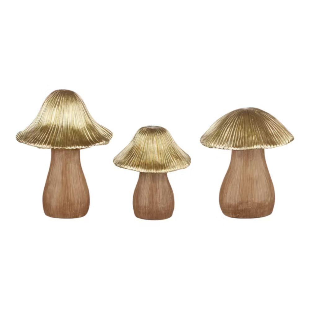 Ensemble de 3 champignons en or
