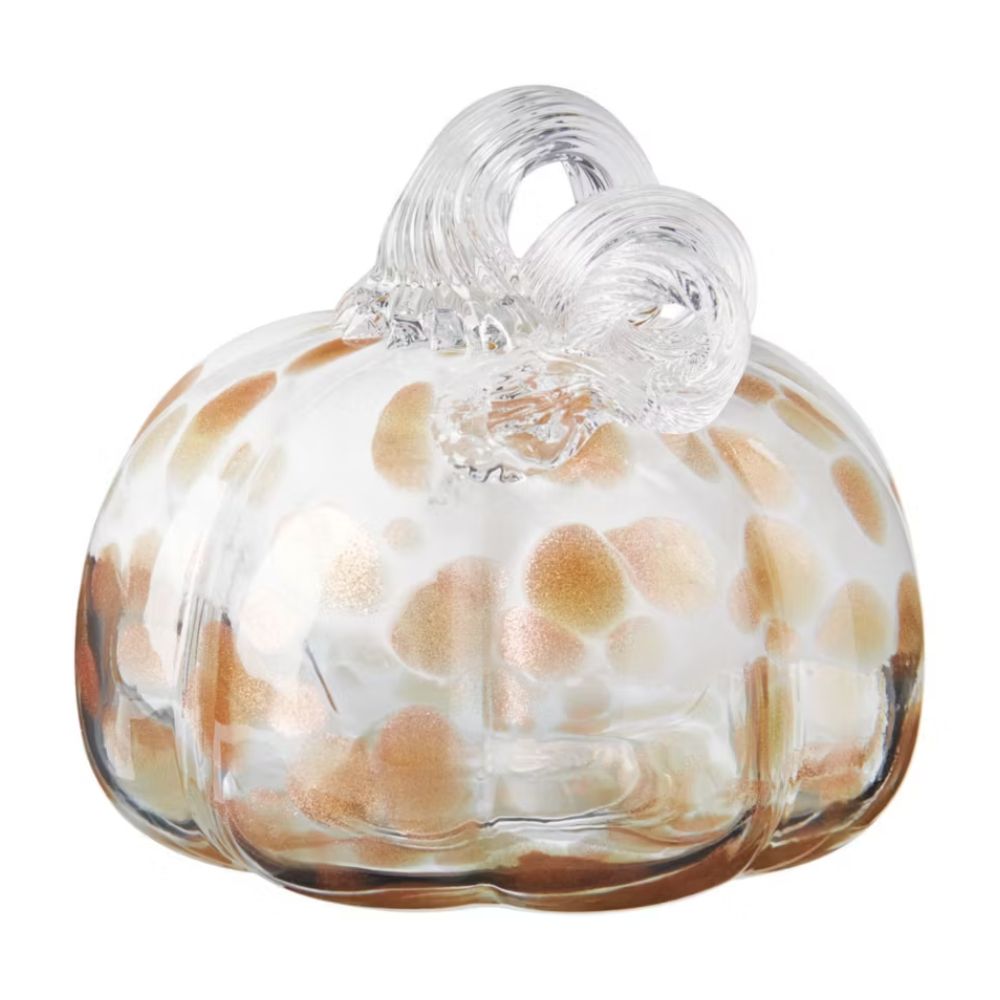 Citrouille en verre artisanal, blanc & amp; amp; amp; Bronze