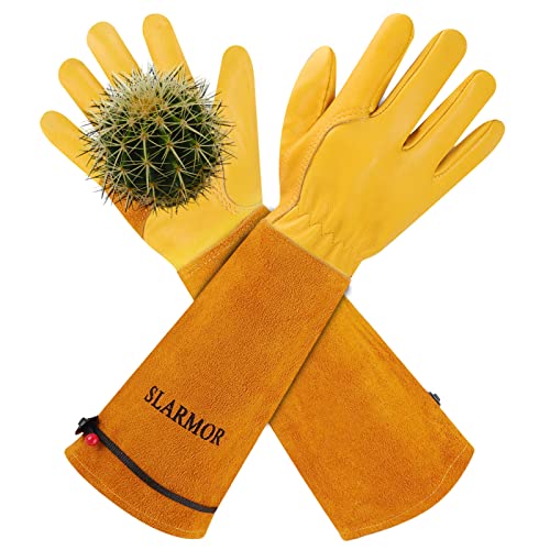SLARMOR Long Gardening-Gloves Femmes / hommes-Tir Born Rose élagage Heavy Duty Gauntlet-L