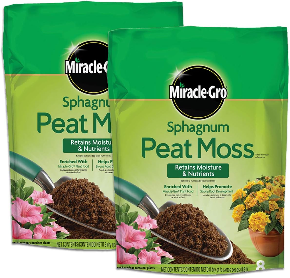 Tourbe de sphaigne Miracle-Gro, pour conteneurs et enterrée, 8 Qt., paquet de 2