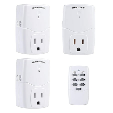 Bn-Link Mini interrupteur de sortie de télécommande sans fil pour appareils ménagers, interrupteur d'éclairage à distance sans fil, ampoules LED, blanc (1 télécommande + 3 prises) 1250 W/10 A