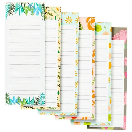 Lot de 6 blocs-notes magnétiques pour réfrigérateur – Jolie liste de courses pour mémos à faire, blocs-notes (6 motifs floraux, 60 feuilles chacun)