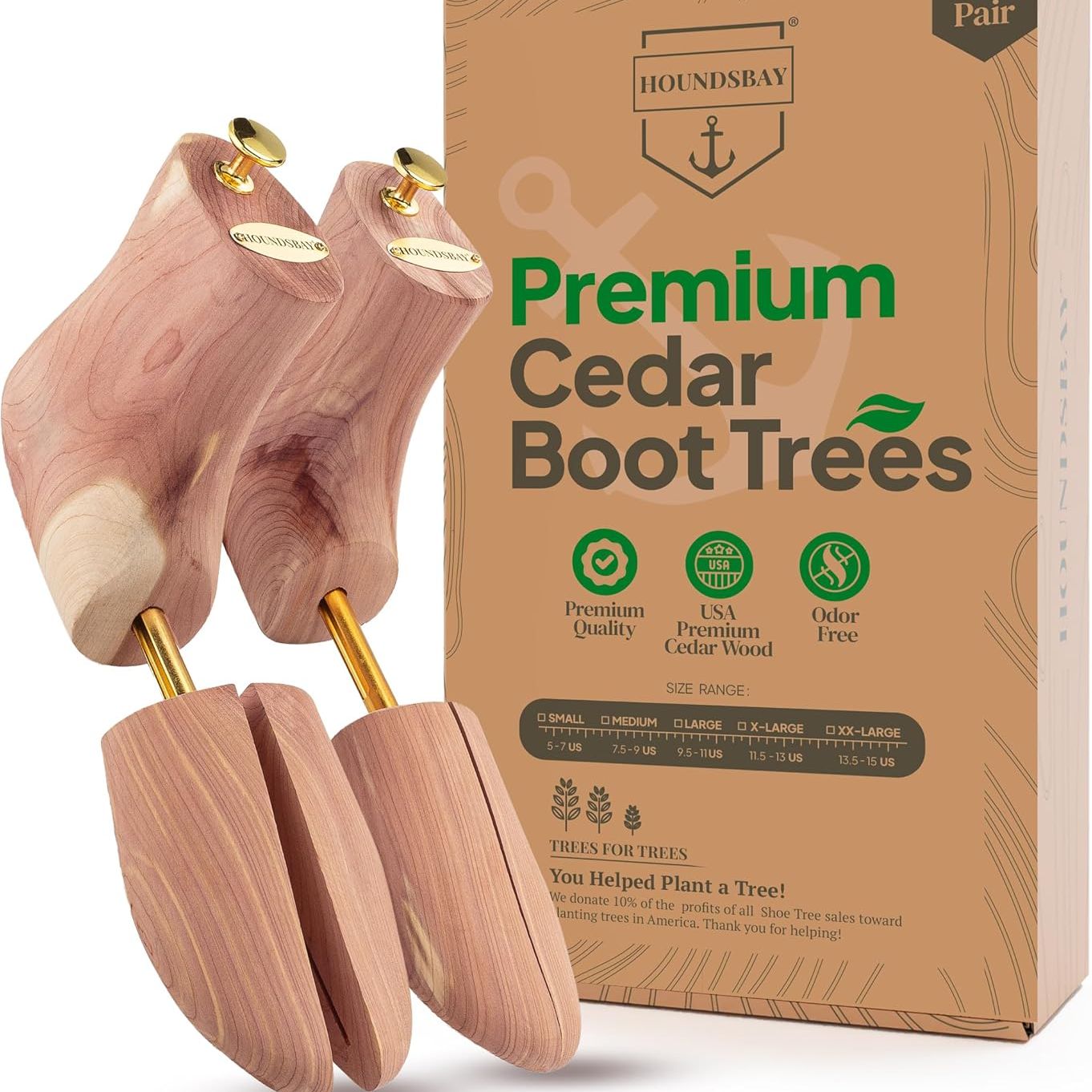 Arbres à bottes Houndsbay, arbre à bottes en cèdre pour hommes, arbre à chaussures pour bottes, civière et amp; Shaper (paquet de 1)