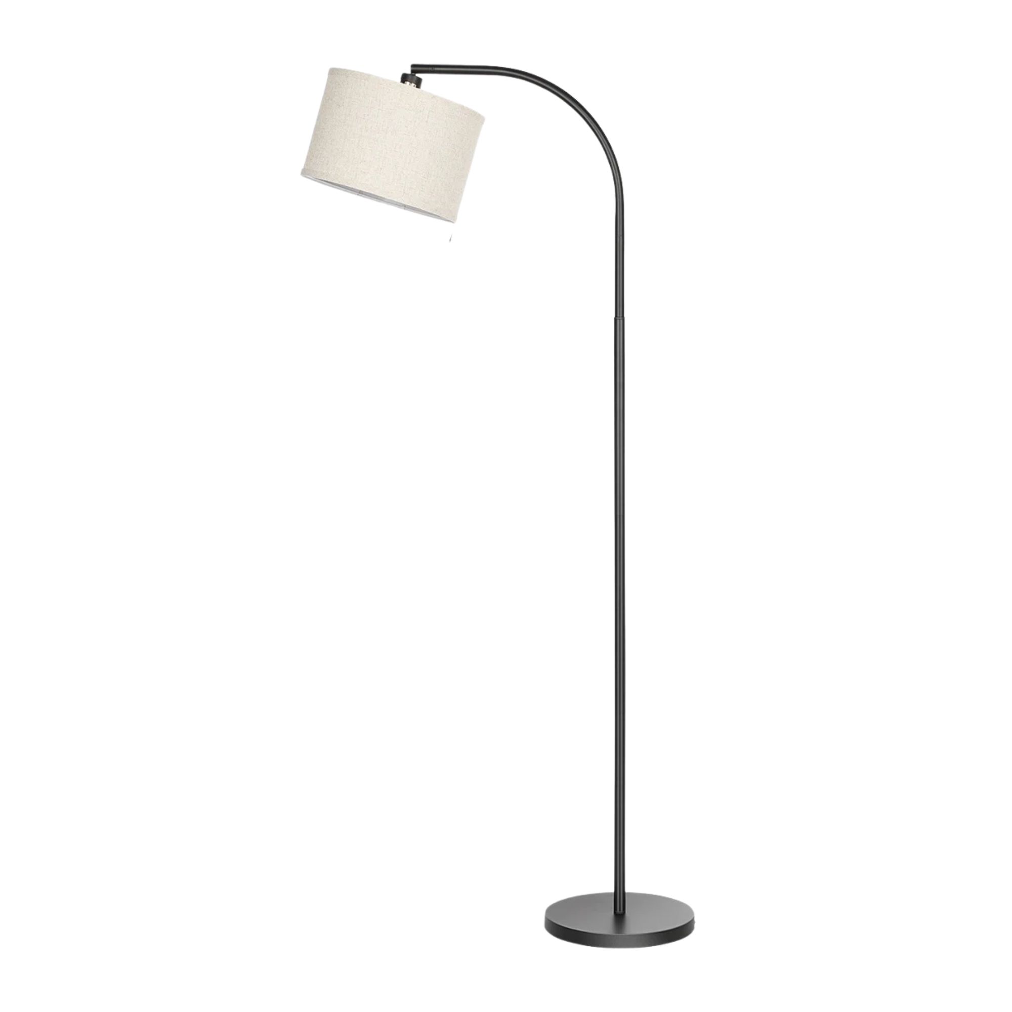 Lampadaire noir avec abat-jour blanc