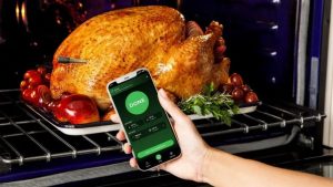 Ninja ProChef Wireless Thermometer and phone app detecting the turkey temperature