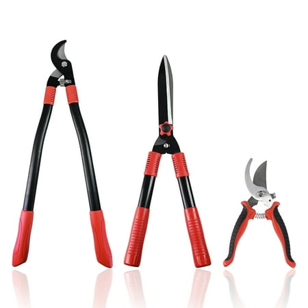 Ensemble de 3 sécateurs à ciseaux Loppers, robustes pour arbres et amp; Kit d'entretien des arbustes pour cour, pelouse et amp; Jardin, coupe-branches professionnel, coupe-arbre pour intérieur et extérieur Jardinage extérieur