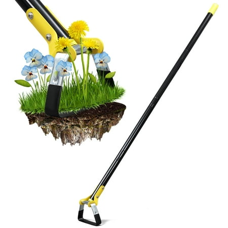 Cheasyou Outil de jardinage avec étrier, houe de désherbage Hula robuste pour le jardinage à long manche, 30 à 72 pouces, houe à main pour désherbage, houe d'action pour un désherbage facile