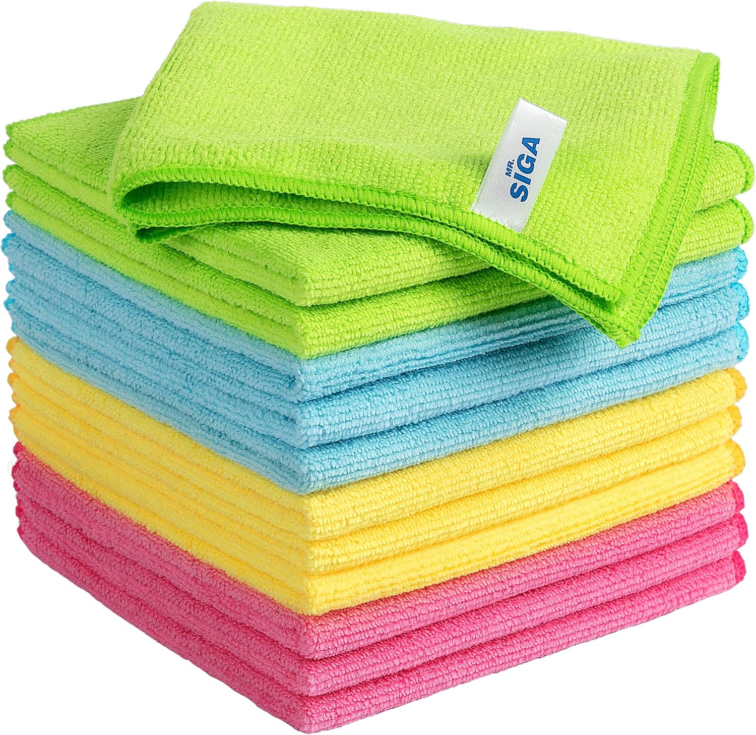 Chiffon de nettoyage en microfibre Mr.siga, paquet de 12, taille : 12,6 pouces. X 12,6