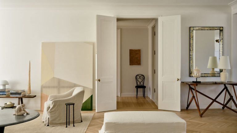 minimalist white living room with white furniture