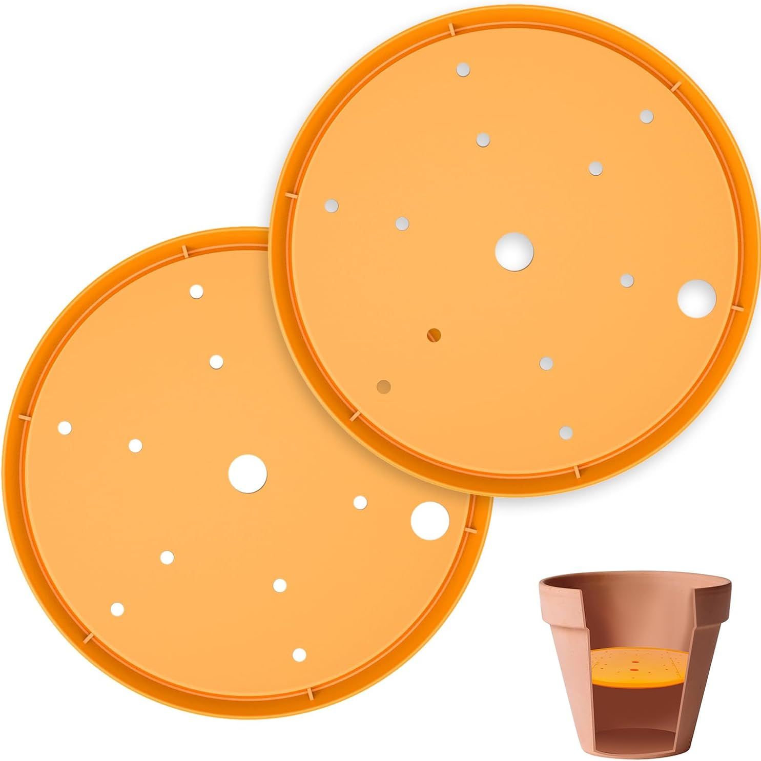 Inserts de jardinière Lettry 2pcs pour grands pots, 10quot; Insert de jardinière rond en plastique avec trous de drainage pour placer à l'intérieur des jardinières afin d'utiliser moins de terreau pour les grands pots de fleurs et les conteneurs de plantes (10 pouces)