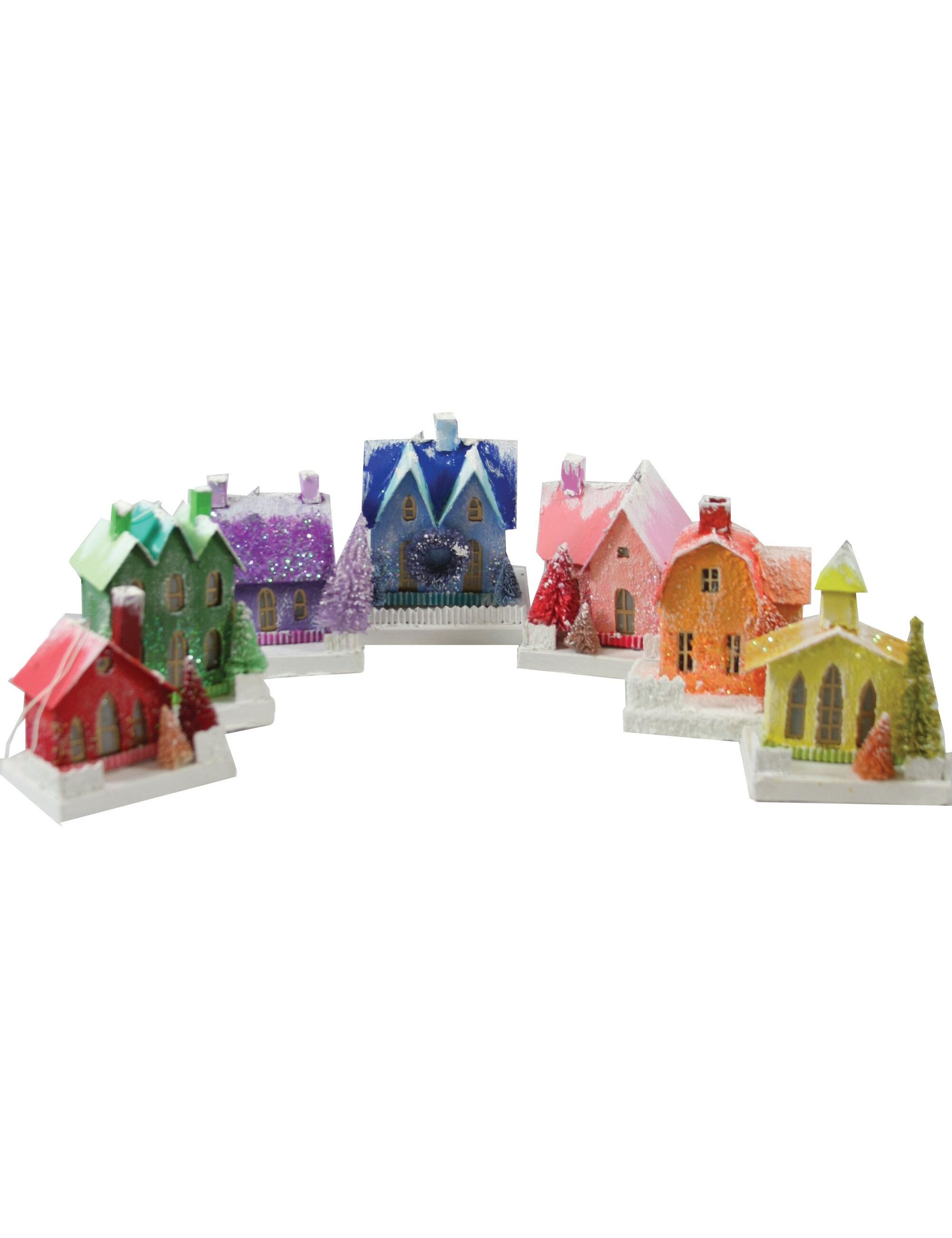 Ensemble de 7 mini maisons colorées