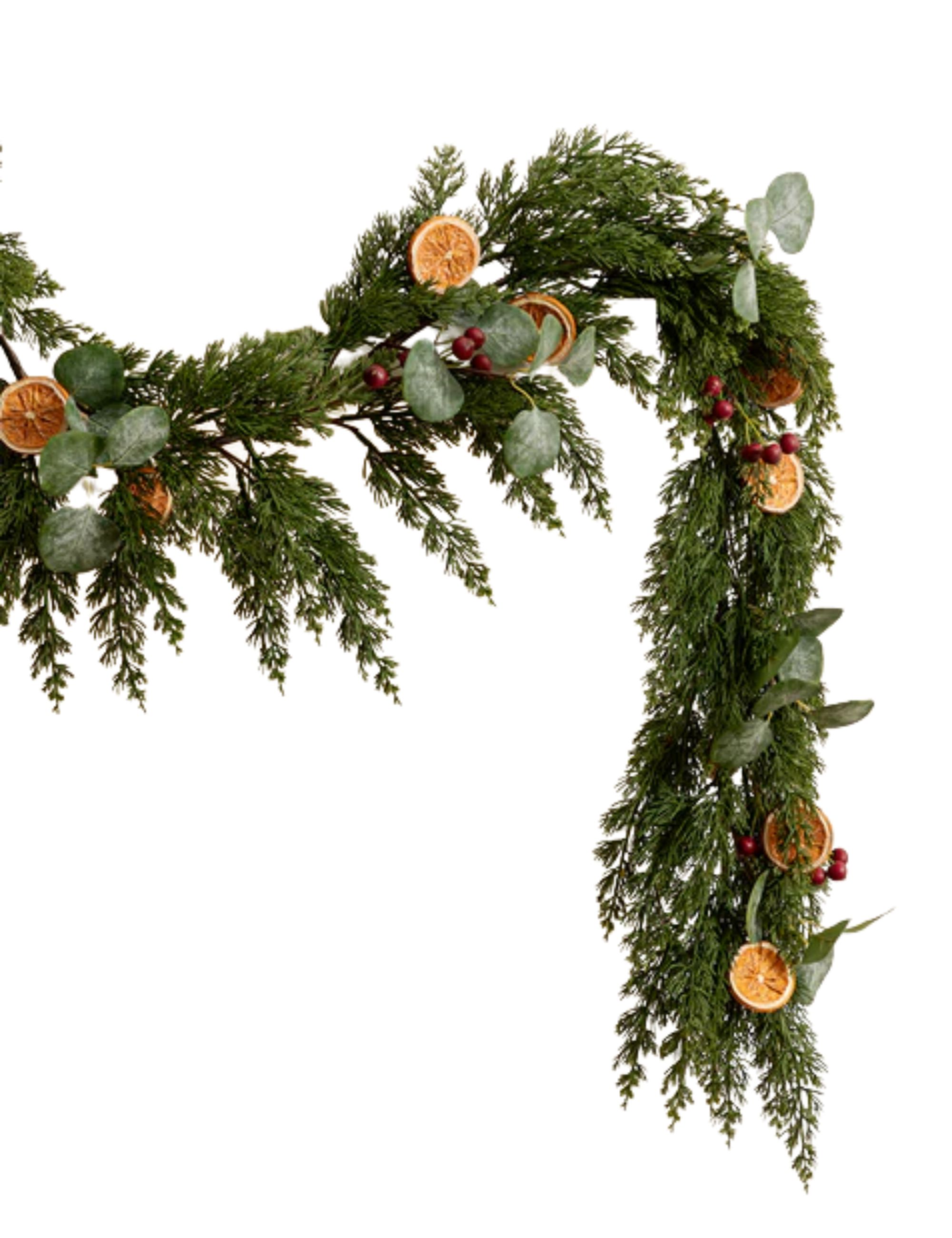 Guirlande synthétique orange et eucalyptus 6'